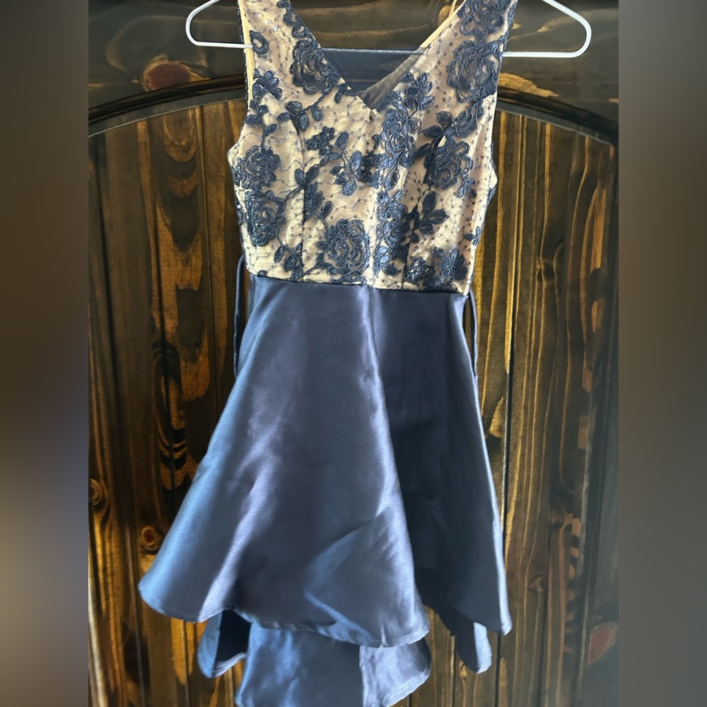 Speechless Navy and Cream Floral Kids Dress